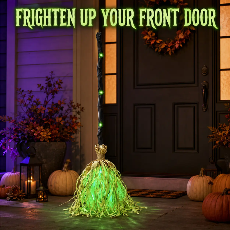 🥳2026 HOT SALE🥳💞50K+ SOLD! 🧹💚 50% OFF! Animated Witch Broom with Lights & Sounds – Walks across your porch, spooky laughter & green LED glow. Battery powered – perfect for Halloween displays! 🎃✨