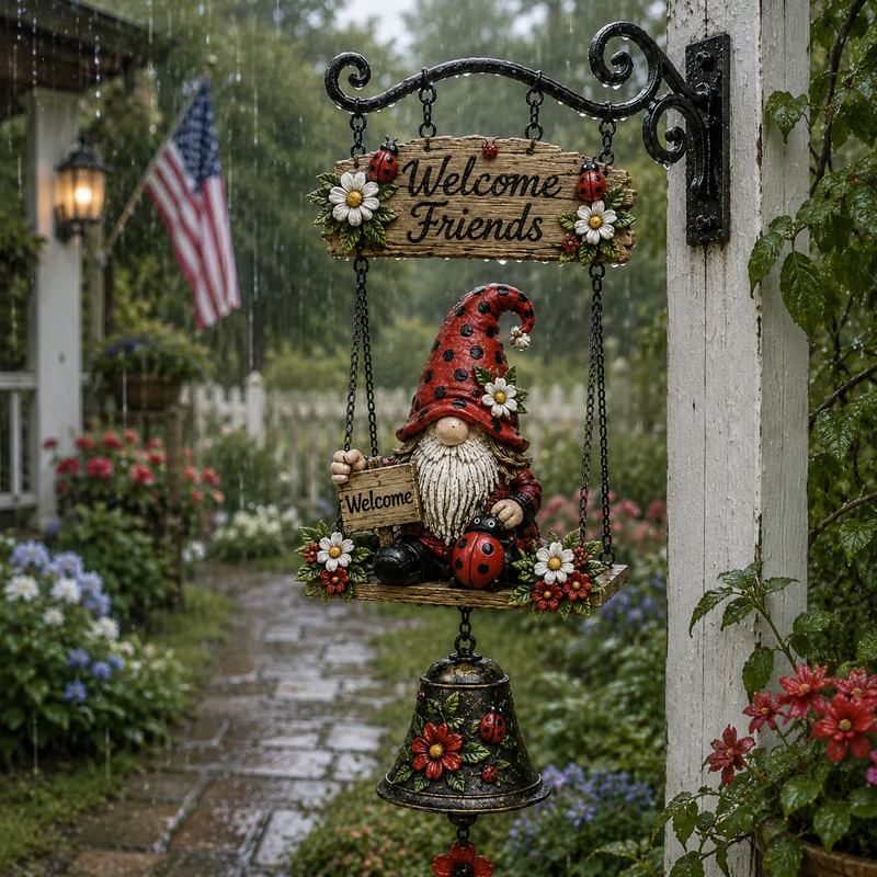 🥳2026 HOT SALE🥳💞50K+ SOLD! 🔔🧙‍♂️ 50% OFF! Gnome Welcome Doorbell Outdoor Decor – Charming gnome figure with clear melodic bell. Durable zinc alloy, weatherproof & easy to hang – a whimsical welcome for every guest! 🏠✨