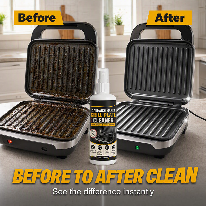 🥳2026 HOT SALE🥳💞50K+ SOLD! 🥪🔧 50% OFF! Sandwich Maker Grill Plate Cleaner Spray – Dissolves baked‑on grease instantly, protects non‑stick coating. 100ml with cleaning towel – keep your panini press like new! 🧼✨