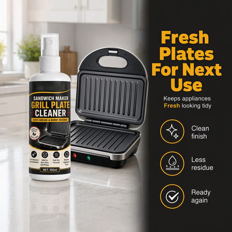 🥳2026 HOT SALE🥳💞50K+ SOLD! 🥪🔧 50% OFF! Sandwich Maker Grill Plate Cleaner Spray – Dissolves baked‑on grease instantly, protects non‑stick coating. 100ml with cleaning towel – keep your panini press like new! 🧼✨