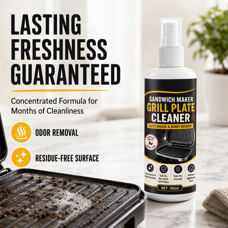 🥳2026 HOT SALE🥳💞50K+ SOLD! 🥪🔧 50% OFF! Sandwich Maker Grill Plate Cleaner Spray – Dissolves baked‑on grease instantly, protects non‑stick coating. 100ml with cleaning towel – keep your panini press like new! 🧼✨