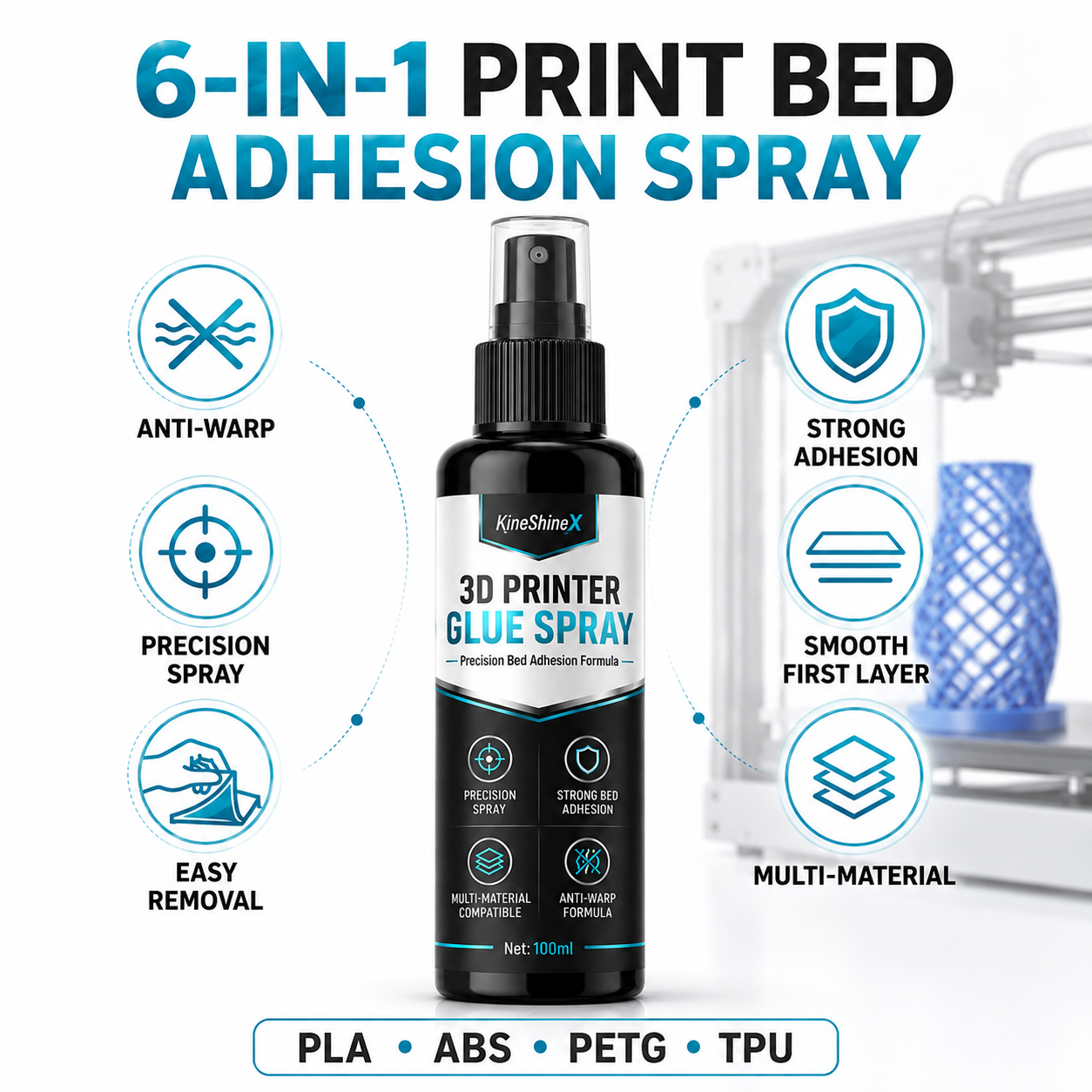 🥳2026 HOT SALE🥳💞50K+ SOLD! 🔧🖨️ 50% OFF! Anti-Warping 3D Printer Glue Spray – Even micro-fine mist ensures perfect first layer adhesion. Stops corner lifting & warping – save filament & time! 💪✨