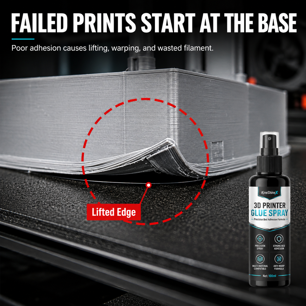 🥳2026 HOT SALE🥳💞50K+ SOLD! 🔧🖨️ 50% OFF! Anti-Warping 3D Printer Glue Spray – Even micro-fine mist ensures perfect first layer adhesion. Stops corner lifting & warping – save filament & time! 💪✨