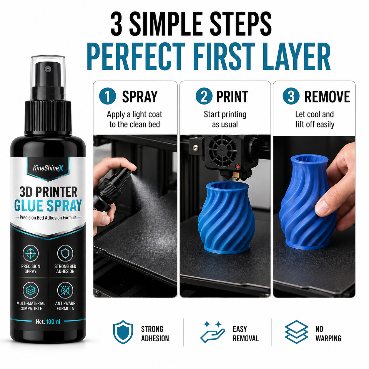 🥳2026 HOT SALE🥳💞50K+ SOLD! 🔧🖨️ 50% OFF! Anti-Warping 3D Printer Glue Spray – Even micro-fine mist ensures perfect first layer adhesion. Stops corner lifting & warping – save filament & time! 💪✨
