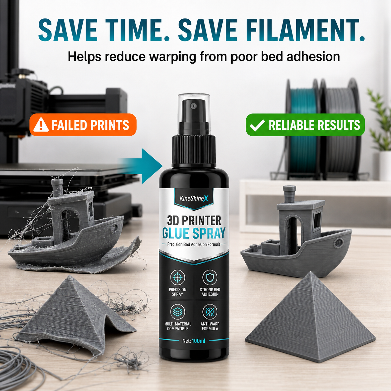 🥳2026 HOT SALE🥳💞50K+ SOLD! 🔧🖨️ 50% OFF! Anti-Warping 3D Printer Glue Spray – Even micro-fine mist ensures perfect first layer adhesion. Stops corner lifting & warping – save filament & time! 💪✨