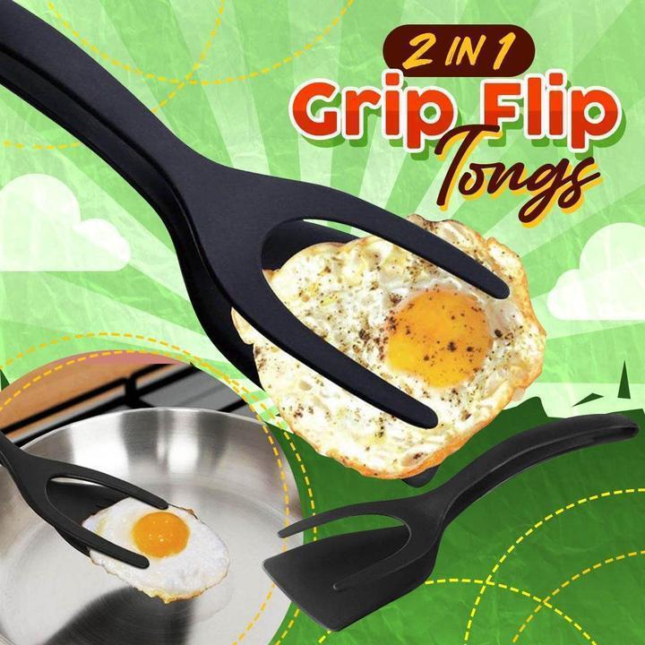 🥳2026 HOT SALE🥳💞50K+ SOLD! 🍳🛡️ 50% OFF! 2-in-1 Spatula Tongs – flips & grips in one tool. Soft silicone tips won't scratch pans – gentle on eggs, fish & pancakes. No more broken food – just perfect flips every time! ✨✅