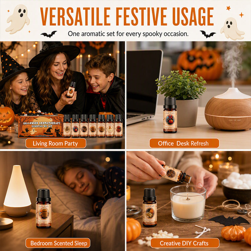 🥳2026 HOT SALE🥳💞50K+ SOLD! 🎃✨ 50% OFF! Halloween Scented Essential Oil Set – 6 festive aromas including Pumpkin Pie & Witch‘s Brew. Pure plant extracts – create spooky party vibes or a cosy seasonal retreat! 🕯️👻
