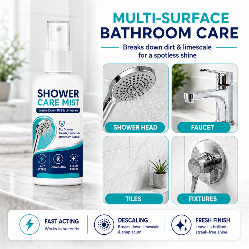 🥳2026 HOT SALE🥳💞50K+ SOLD! 🚿✨ 50% OFF! Fast-Acting Shower Limescale Remover Spray – Dissolves stubborn mineral deposits & hard water stains. Restores water flow & shine – just spray & wipe! 🧼💪