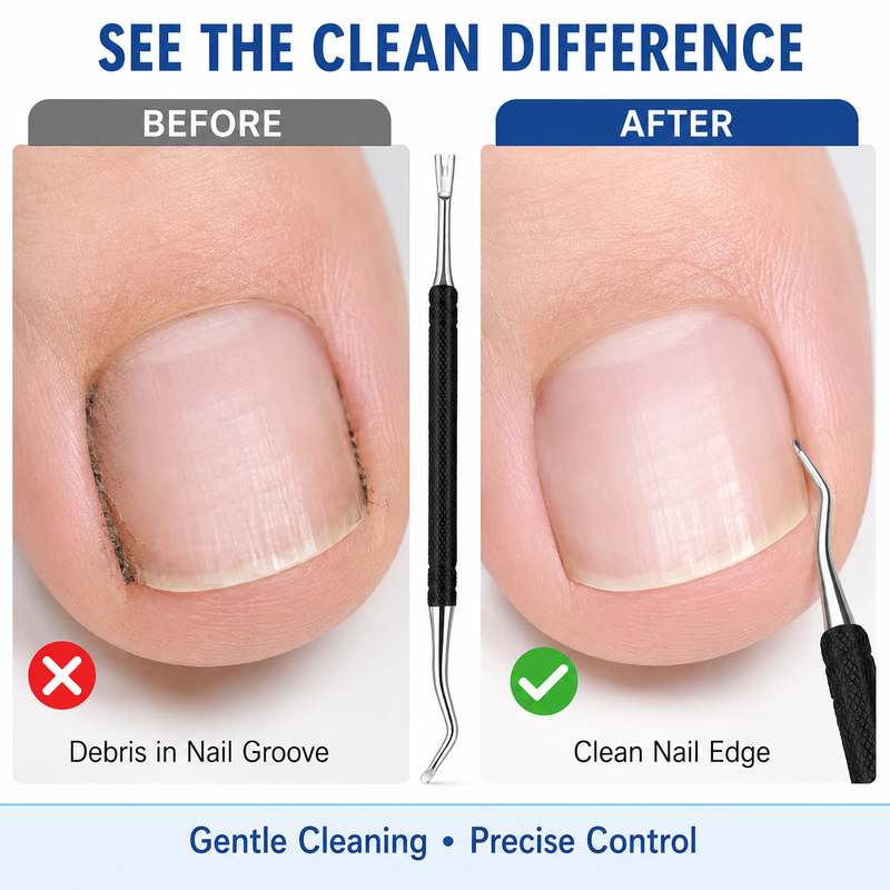 🥳2026 HOT SALE🥳💞50K+ SOLD! 🦶🔧 50% OFF! Dual-Ended Ingrown Toenail Lifter & Cleaner Tool – Curved lifter tip + groove cleaner, stainless steel & rust‑proof. Non‑slip grip – professional foot care at home! 🛡️✨