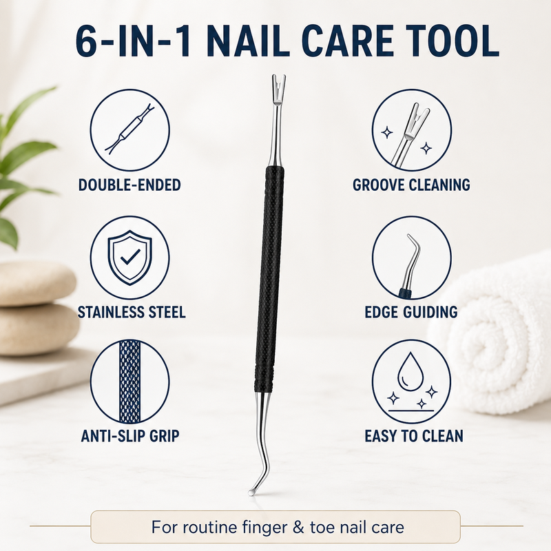 🥳2026 HOT SALE🥳💞50K+ SOLD! 🦶🔧 50% OFF! Dual-Ended Ingrown Toenail Lifter & Cleaner Tool – Curved lifter tip + groove cleaner, stainless steel & rust‑proof. Non‑slip grip – professional foot care at home! 🛡️✨