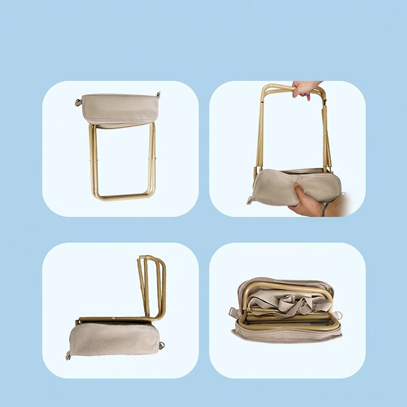 🥳2026 HOT SALE🥳💞50K+ SOLD! 👜🪑 50% OFF! Portable Folding Stool with Handbag Design – Transforms into a chic handbag with shoulder strap. Carbon steel frame, 100kg capacity, double-layer Oxford cloth – instant seating anywhere! 🌟✨