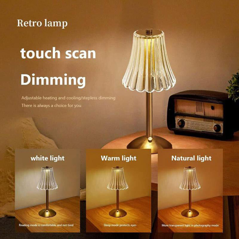 🥳2026 HOT SALE🥳💞50K+ SOLD! ✨🔋 Retro Table Lamp – touch dimming, no cords to trip over. Type-C rechargeable, use anywhere. Eye-friendly light, 3 color modes. Easy living! 🏠💪