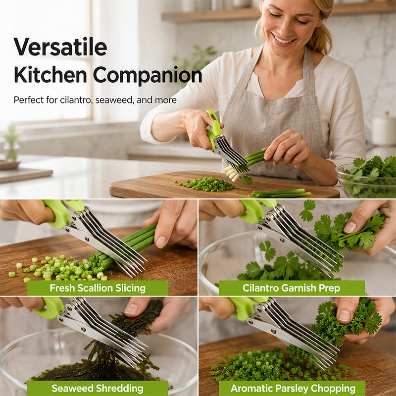 🥳2026 HOT SALE🥳💞50K+ SOLD! ✂️🌿 50% OFF! 5-Blade Herb Scissors – stainless steel, 5 blades cut herbs in one snip. Comfortable grip, fast & convenient kitchen prep! 🛡️✅