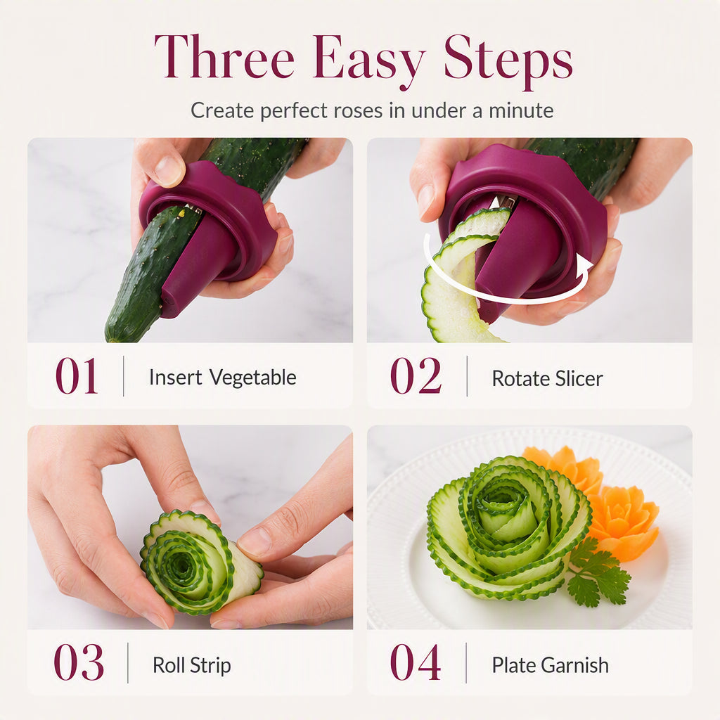 🥳2026 HOT SALE🥳💞50K+ SOLD! 🌹🥕 50% OFF! Manual Vegetable Spiralizer & Curler – Turns carrots & cucumbers into stunning rose garnishes in seconds. High‑precision blade,