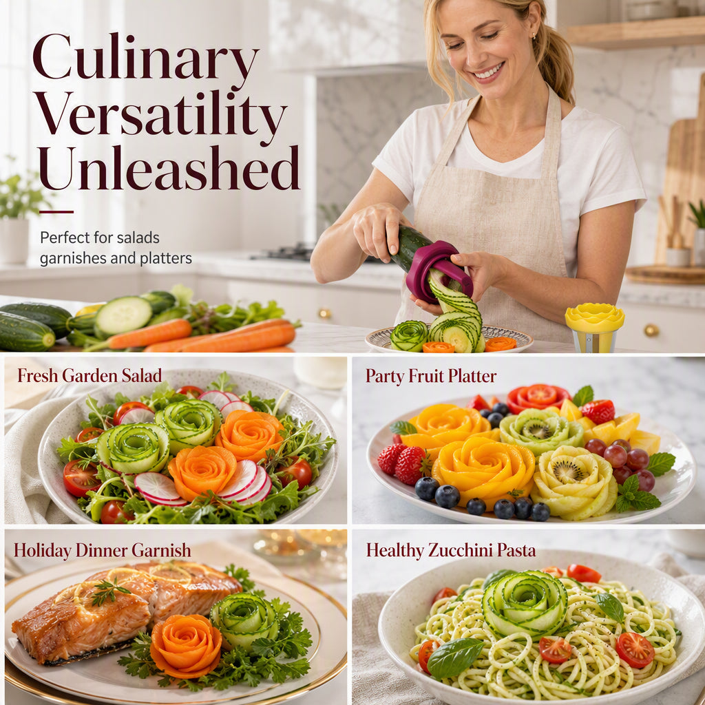 🥳2026 HOT SALE🥳💞50K+ SOLD! 🌹🥕 50% OFF! Manual Vegetable Spiralizer & Curler – Turns carrots & cucumbers into stunning rose garnishes in seconds. High‑precision blade,