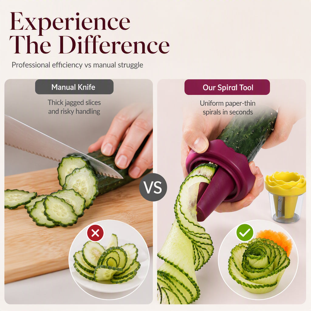 🥳2026 HOT SALE🥳💞50K+ SOLD! 🌹🥕 50% OFF! Manual Vegetable Spiralizer & Curler – Turns carrots & cucumbers into stunning rose garnishes in seconds. High‑precision blade,