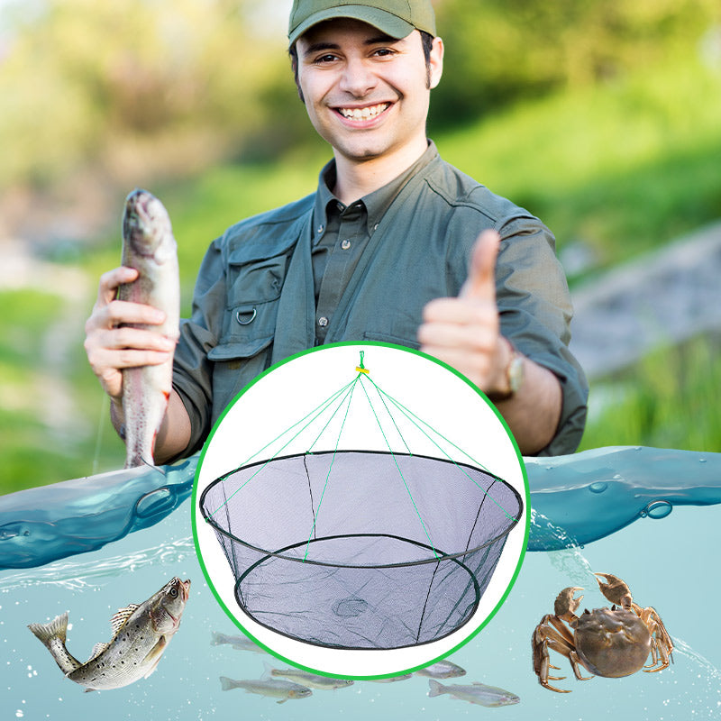 🥳2026 HOT SALE🥳💞50K+ SOLD! 🎒🪢 50% OFF! Foldable Round Lift Net – Folds flat for easy transport, opens wide for effective catch. Nylon mesh, rope included – ideal for shrimp & bait collection! Only £8.99 – last day! 🏷️⏰
