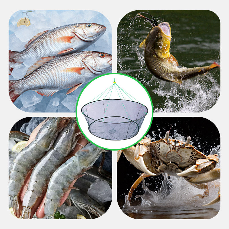 🥳2026 HOT SALE🥳💞50K+ SOLD! 🎒🪢 50% OFF! Foldable Round Lift Net – Folds flat for easy transport, opens wide for effective catch. Nylon mesh, rope included – ideal for shrimp & bait collection! Only £8.99 – last day! 🏷️⏰