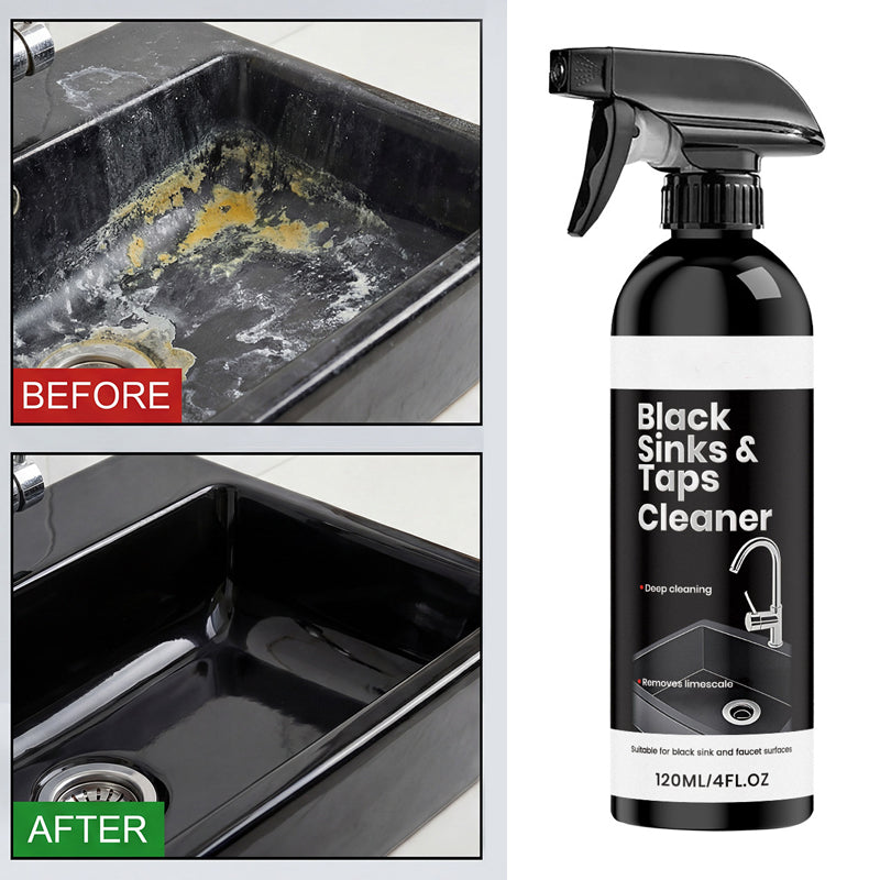 🥳2026 HOT SALE🥳💞50K+ SOLD! 🚿💧 50% OFF! Limescale Cleaner Spray for Black Sinks & Taps – Citric acid formula dissolves stubborn water stains & mineral buildup. No-scrub, safe for matte finishes – restore brilliant shine! 🛁✨
