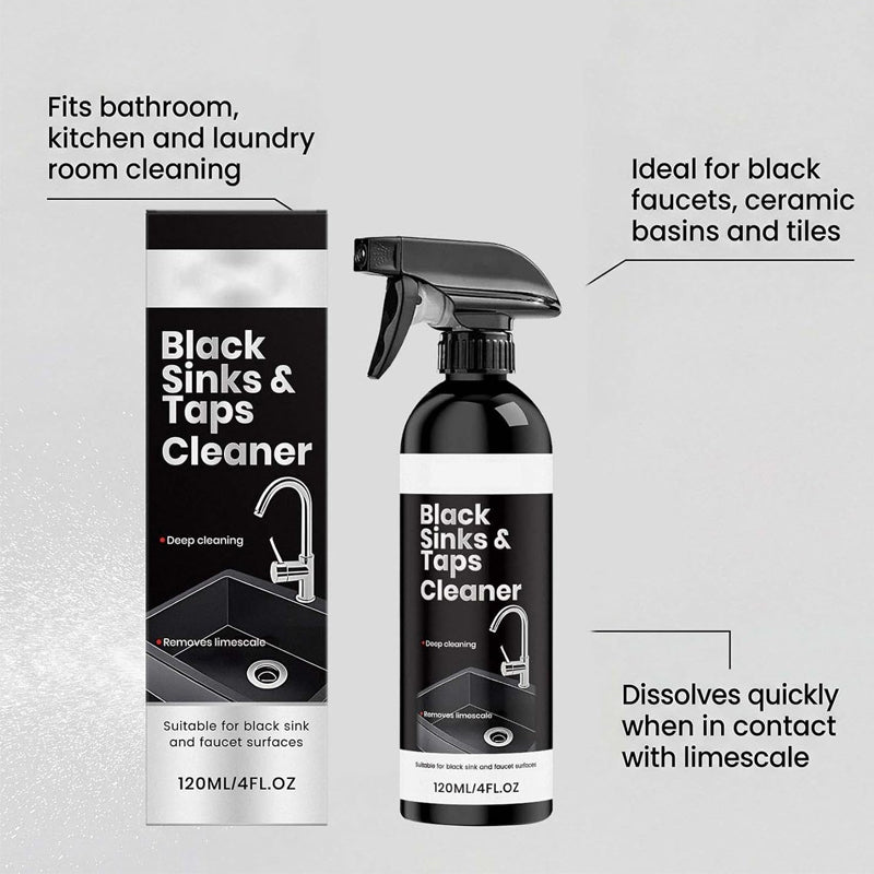 🥳2026 HOT SALE🥳💞50K+ SOLD! 🚿💧 50% OFF! Limescale Cleaner Spray for Black Sinks & Taps – Citric acid formula dissolves stubborn water stains & mineral buildup. No-scrub, safe for matte finishes – restore brilliant shine! 🛁✨