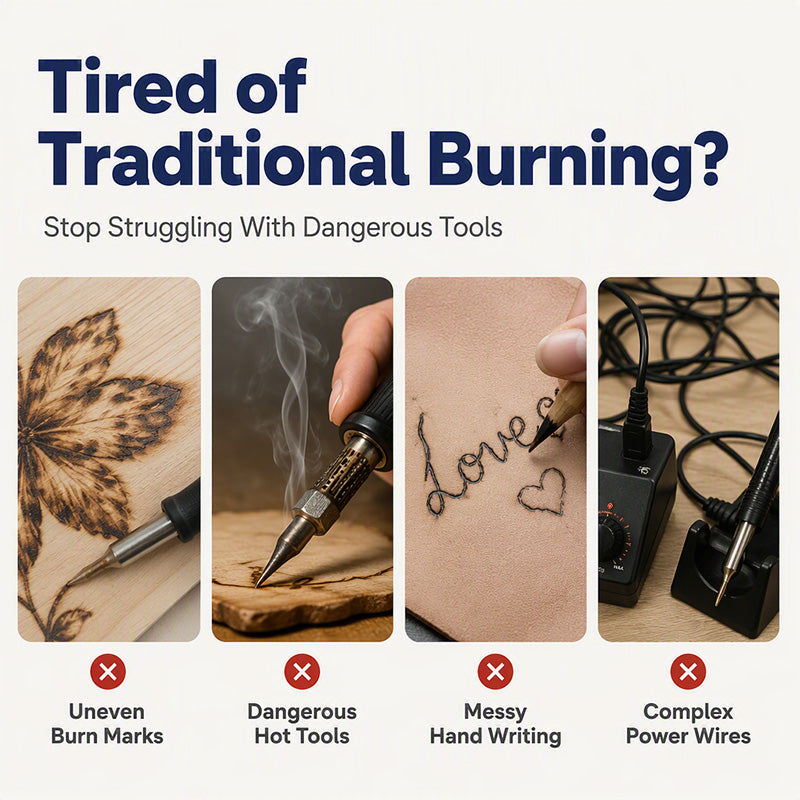 🥳2026 HOT SALE🥳💞50K+ SOLD! 🎨🔥 50% OFF! Heat-Activated Wood Burning Paste – DIY pyrography on wood, leather & canvas. Apply with stencil, heat with gun – rich scorched effect, no skills needed! 🖌️✨