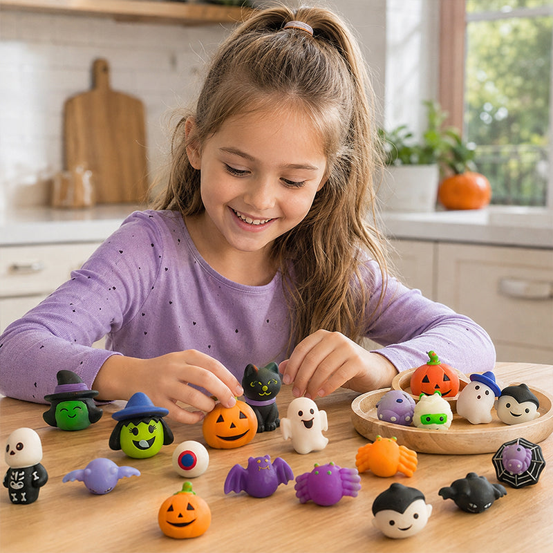 🥳2026 HOT SALE🥳💞50K+ SOLD! 🎃👻 50% OFF! Soft Squeeze Comfort – Cute Halloween squishy toys, soft & squeezable, perfect for stress relief & party favours. Great for trick-or-treat bags! 🧸✨