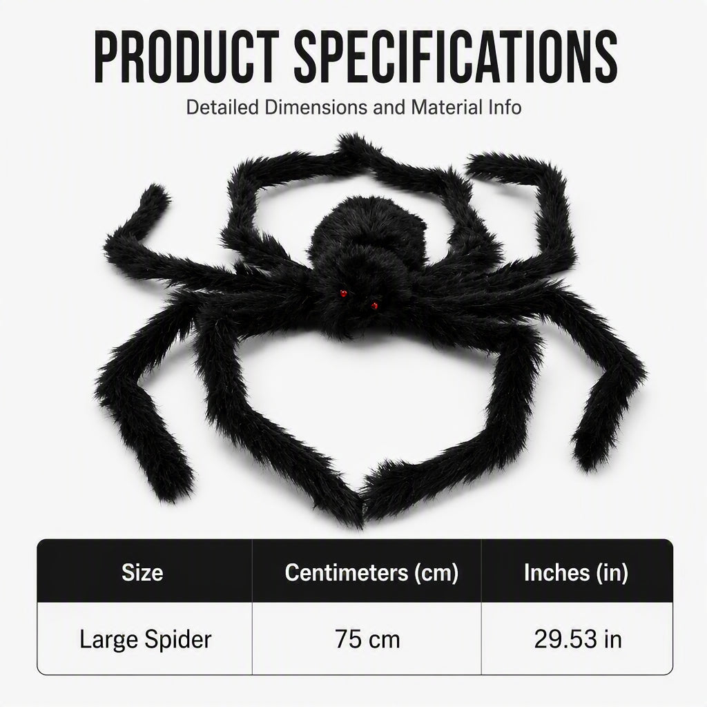 🥳2026 HOT SALE🥳💞50K+ SOLD! 🕷️🎃 50% OFF! Oversized Halloween Spider – 75cm giant leg span, realistic furry body & glowing red eyes. Perfect for porches, gardens & haunted house themes – instant spooky centrepiece! 👻✨