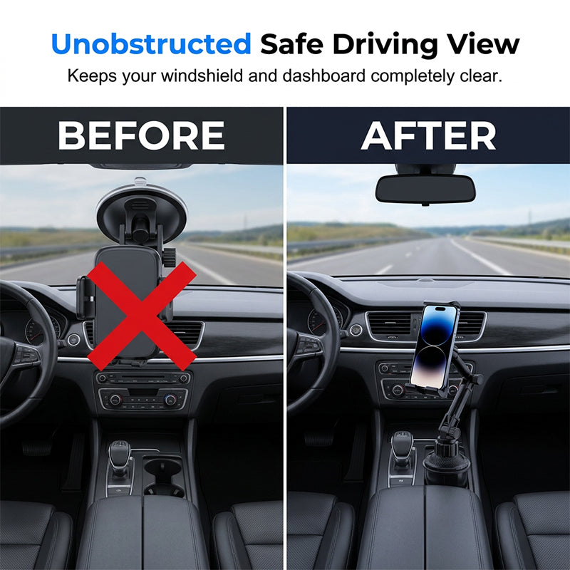 🥳2026 HOT SALE🥳💞50K+ SOLD! 🚗📱 50% OFF! Stable Cup Holder Car Phone Mount – Vibration‑free, 360° adjustable angle & secure expanding base. Keeps your phone steady on any terrain – no more blocked views! 🛡️✨