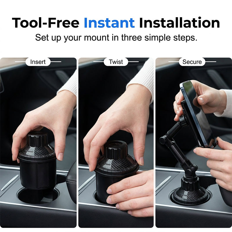 🥳2026 HOT SALE🥳💞50K+ SOLD! 🚗📱 50% OFF! Stable Cup Holder Car Phone Mount – Vibration‑free, 360° adjustable angle & secure expanding base. Keeps your phone steady on any terrain – no more blocked views! 🛡️✨
