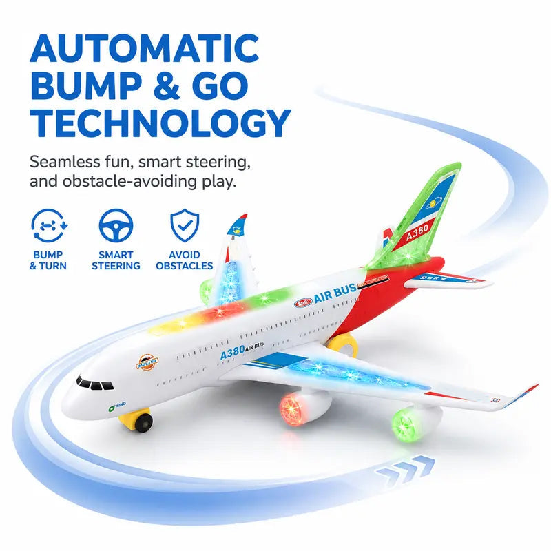 🥳2026 HOT SALE🥳💞50K+ SOLD! ✈️🎁 Electric Model Aircraft – bump-and-go action, LED lights & music. Sturdy & safe for ages 3+. A gift that sparks imagination & keeps grandkids entertained for hours! 🧒✨