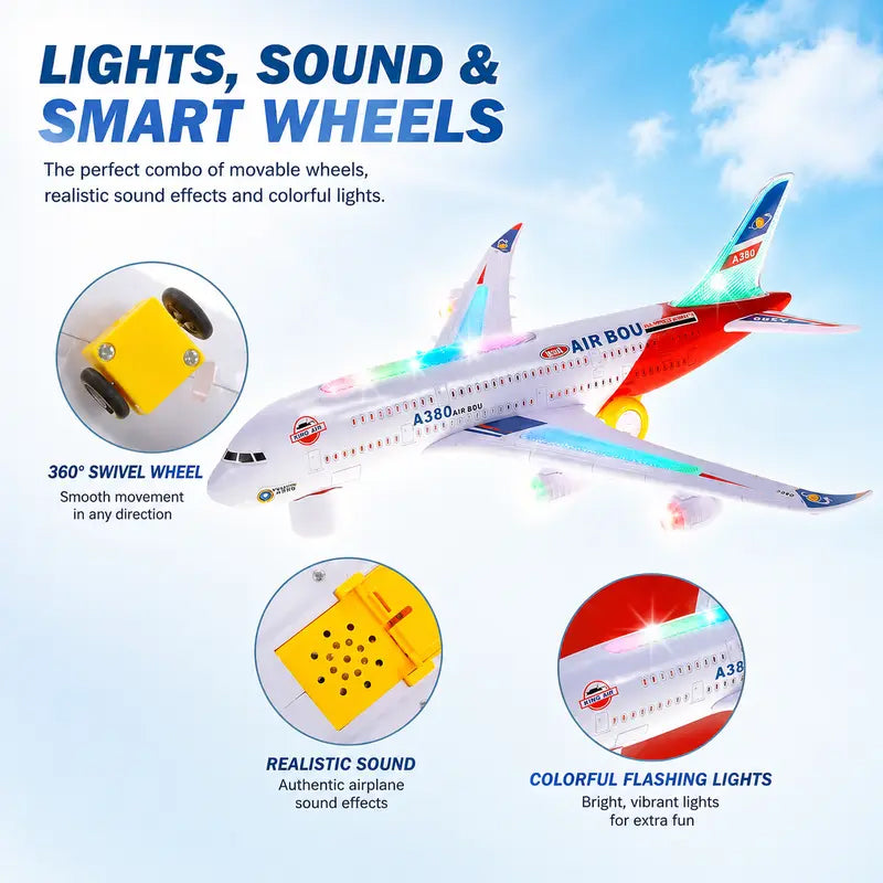 🥳2026 HOT SALE🥳💞50K+ SOLD! ✈️🎁 Electric Model Aircraft – bump-and-go action, LED lights & music. Sturdy & safe for ages 3+. A gift that sparks imagination & keeps grandkids entertained for hours! 🧒✨