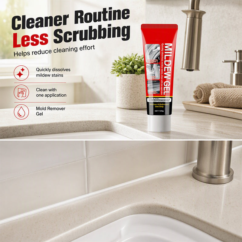 🥳2026 HOT SALE🥳💞50K+ SOLD! 🧽✨ 50% OFF! Powerful Mold Stain Remover Gel – No scrubbing! Just apply, wait & wipe. Thick gel clings to tile, grout & seals – removes mildew & dark stains effortlessly! 🛁💪