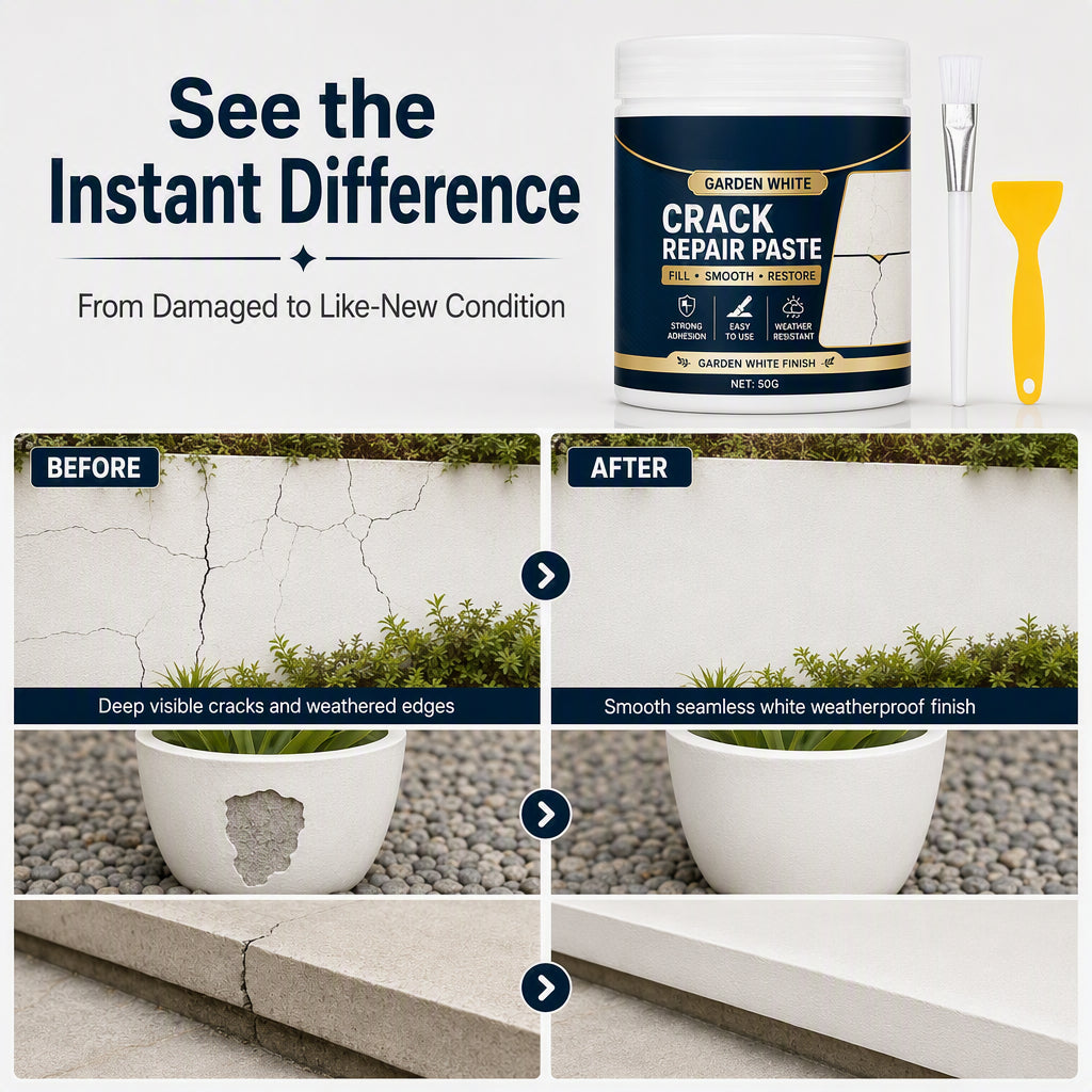 🥳2026 HOT SALE🥳💞50K+ SOLD! 🛠️💪 50% OFF! Crack Repair Paste – Instant adhesion, smooth white finish. No need to replace – just fill, smooth & seal! Perfect for steps, walls & ceramic pots! 🌿✅