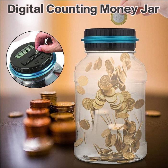 🥳2026 HOT SALE🥳💞50K+ SOLD! 📊💰 50% OFF! Digital Counting Money Jar – Tracks pennies to pounds, LCD display & +/− adjust. Holds 800+ coins, teaches kids saving skills. 🏦✨