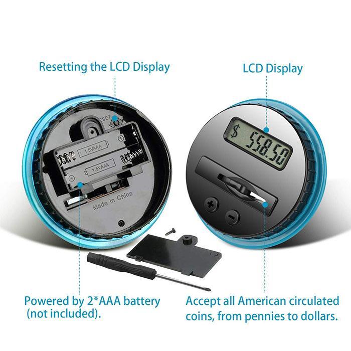 🥳2026 HOT SALE🥳💞50K+ SOLD! 📊💰 50% OFF! Digital Counting Money Jar – Tracks pennies to pounds, LCD display & +/− adjust. Holds 800+ coins, teaches kids saving skills. 🏦✨