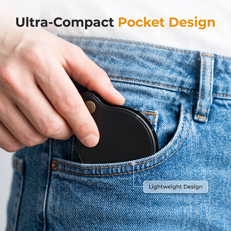 Portable Pocket Magnifier with Folding Protective PU Leather Case