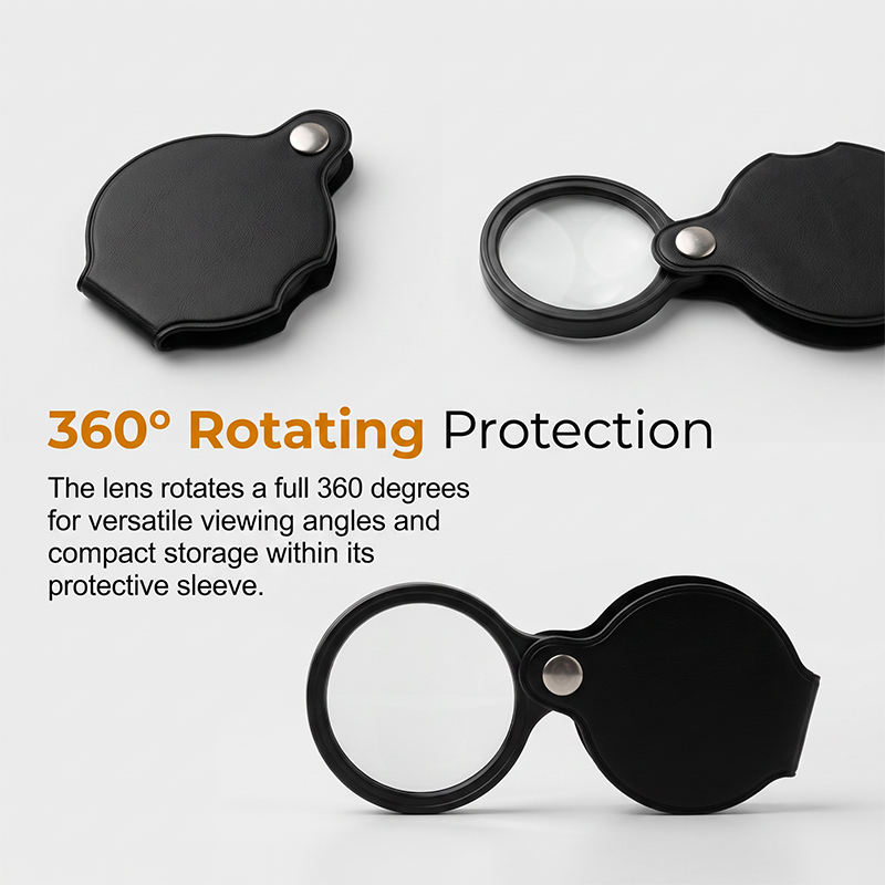 Portable Pocket Magnifier with Folding Protective PU Leather Case