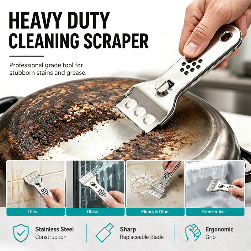 🥳2026 HOT SALE🥳💞50K+ SOLD! 🧹✨ 50% OFF! Stainless Steel Cooktop Scraper – Heavy-duty metal build lifts burnt-on grease, glue & grime from glass, tile & cooktops. Built to last – a versatile cleaning essential! 🔧💪