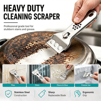 🥳2026 HOT SALE🥳💞50K+ SOLD! 🧹✨ 50% OFF! Stainless Steel Cooktop Scraper – Heavy-duty metal build lifts burnt-on grease, glue & grime from glass, tile & cooktops. Built to last – a versatile cleaning essential! 🔧💪