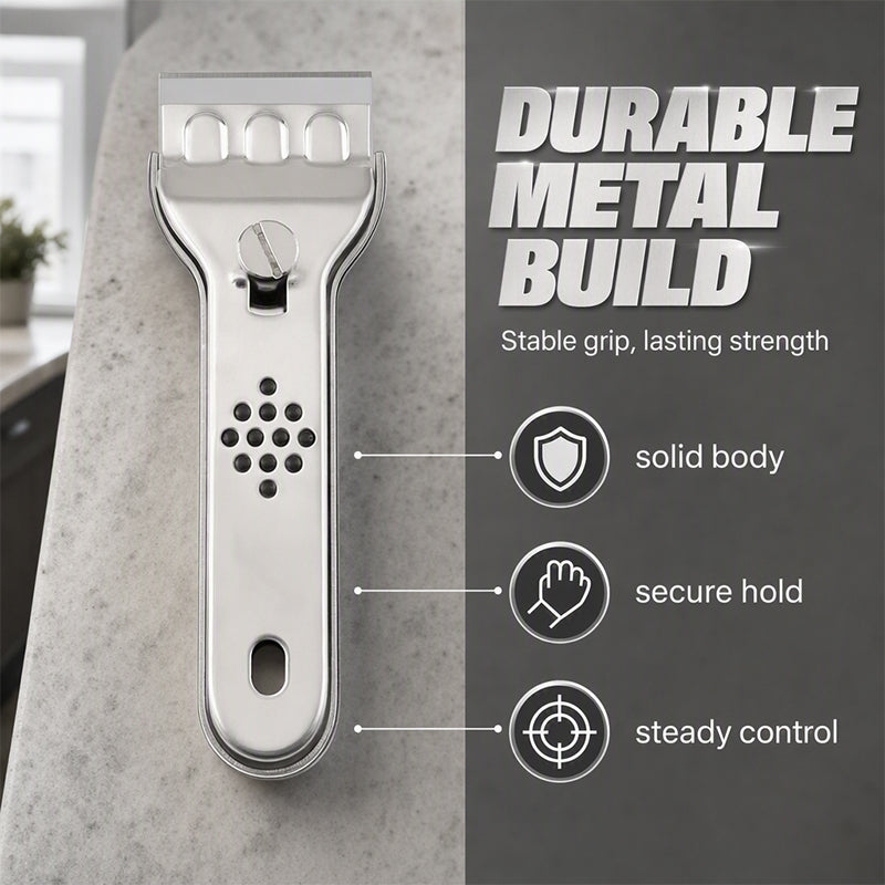 🥳2026 HOT SALE🥳💞50K+ SOLD! 🧹✨ 50% OFF! Stainless Steel Cooktop Scraper – Heavy-duty metal build lifts burnt-on grease, glue & grime from glass, tile & cooktops. Built to last – a versatile cleaning essential! 🔧💪