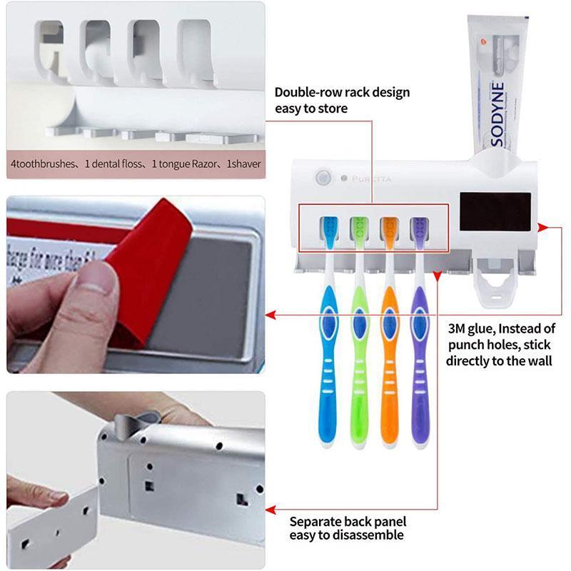 🥳2026 HOT SALE🥳💞50K+ SOLD! 🦷✨ LAST DAY – £9.99! Wall‑Mounted UV Toothbrush Sanitizer & Holder – 360° sterilisation, human induction sensor & wireless no‑drill install. Holds 4 toothbrushes + dental floss – a cleaner, healthier bathroom! 🧴🛡️