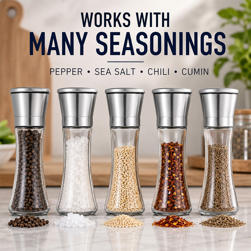 🥳2026 HOT SALE🥳💞50K+ SOLD! 🪄✨ 50% OFF! Easy-Grind Manual Pepper Grinder – Clear glass body shows spice level at a glance. Smooth ceramic grinder, ergonomic hourglass grip – fresh flavour every time! 🔍👀