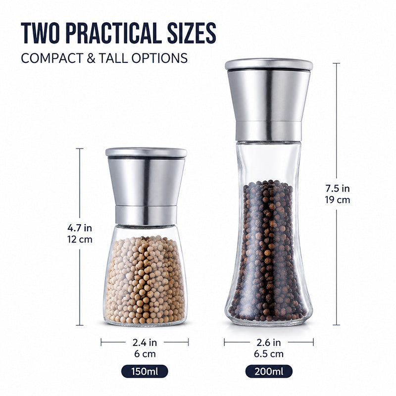 🥳2026 HOT SALE🥳💞50K+ SOLD! 🪄✨ 50% OFF! Easy-Grind Manual Pepper Grinder – Clear glass body shows spice level at a glance. Smooth ceramic grinder, ergonomic hourglass grip – fresh flavour every time! 🔍👀