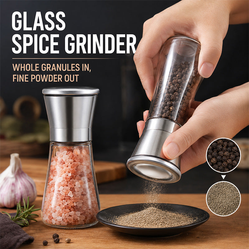🥳2026 HOT SALE🥳💞50K+ SOLD! 🪄✨ 50% OFF! Easy-Grind Manual Pepper Grinder – Clear glass body shows spice level at a glance. Smooth ceramic grinder, ergonomic hourglass grip – fresh flavour every time! 🔍👀