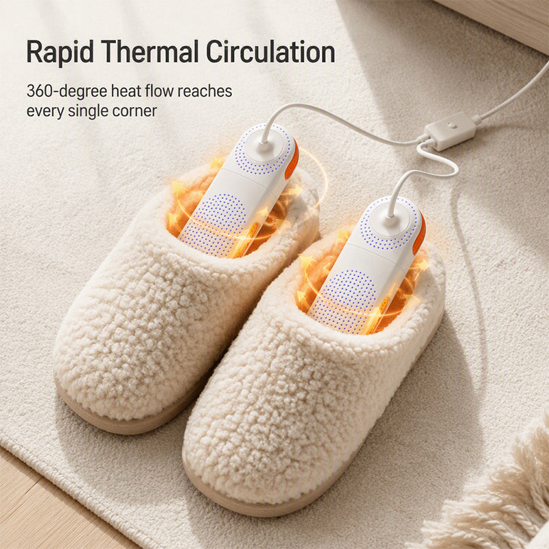 🥳2026 HOT SALE🥳💞50K+ SOLD! ☀️🧦 50% OFF! Retractable Electric Shoe Dryer with UV Sterilization – 360° heat circulation + UV blue light kills bacteria. Extendable arms fit all shoe sizes – dry & disinfect in one! 🛡️✨