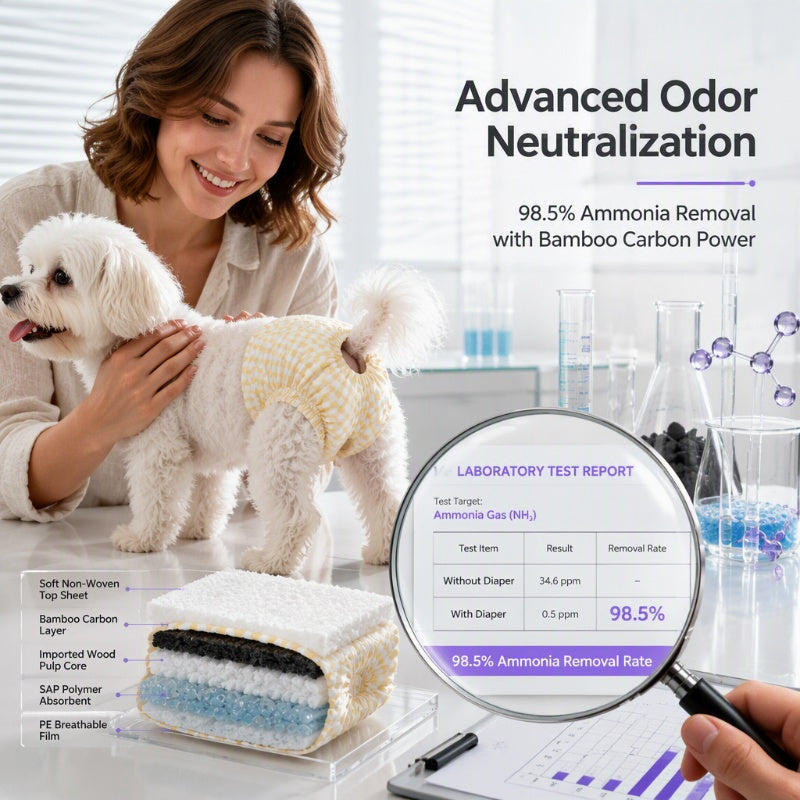 🥳2026 HOT SALE🥳💞50K+ SOLD! 🐕💧 50% OFF! Ultra‑Absorbent Breathable Disposable Pet Diapers – 7‑layer absorbency locks moisture fast, bamboo carbon neutralises odours. Leak‑resistant & comfortable – for dogs & cats of all sizes! 🛡️✨