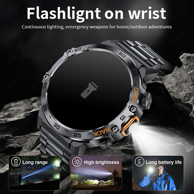 🥳2026 HOT SALE🥳💞50K+ SOLD! ⌚🔦 50% OFF! Outdoor Smartwatch – rugged build, LED flashlight, Bluetooth calling. For sports, fitness & adventure. Stay connected anywhere! 🏔️💪