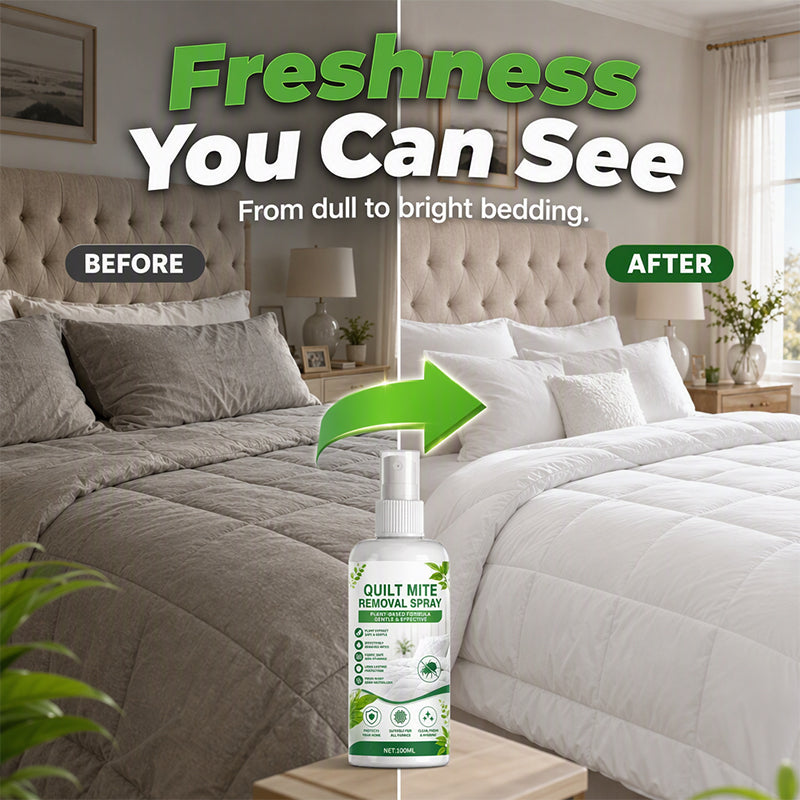 🥳2026 HOT SALE🥳💞50K+ SOLD! 🛏️✨ 50% OFF! Mite Remover Spray for Bedding & Mattress – freshens quilts, pillows & mattresses, supports a cleaner sleep environment. Easy everyday care! 🧴💚
