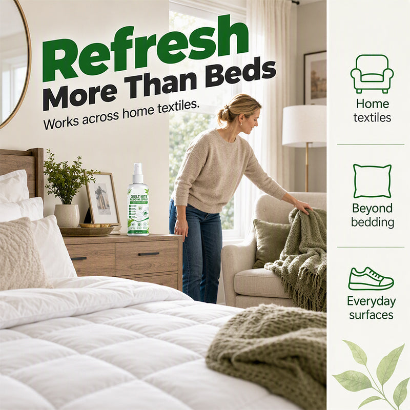 🥳2026 HOT SALE🥳💞50K+ SOLD! 🛏️✨ 50% OFF! Mite Remover Spray for Bedding & Mattress – freshens quilts, pillows & mattresses, supports a cleaner sleep environment. Easy everyday care! 🧴💚