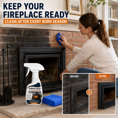 🥳2026 HOT SALE🥳💞50K+ SOLD! 🔥🧹 50% OFF! Fireplace Cleaner Spray with Towel – Dissolves stubborn soot, ash & smoke stains. Safe for glass, brick & metal – restores like-new shine! 🏠✨
